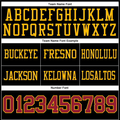 Custom Black Cardinal-Gold Authentic Football Jersey