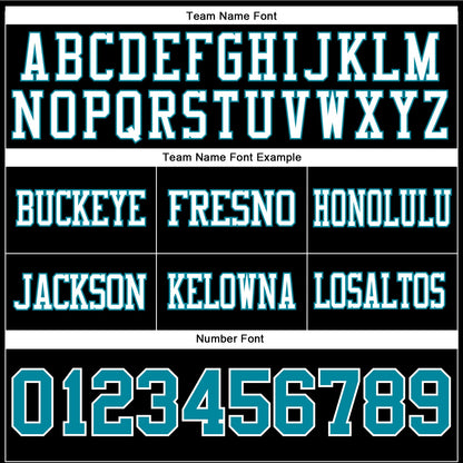 Custom Black Teal-White Authentic Football Jersey