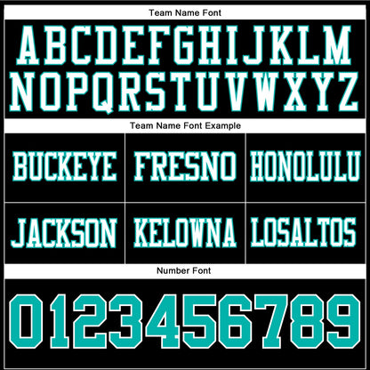 Custom Black Aqua-White Authentic Football Jersey
