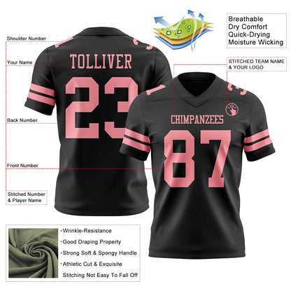 Custom Black Medium Pink Authentic Football Jersey