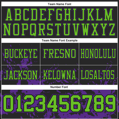 Custom Black Neon Green-Purple 3D Pattern Splash Authentic Football Jersey