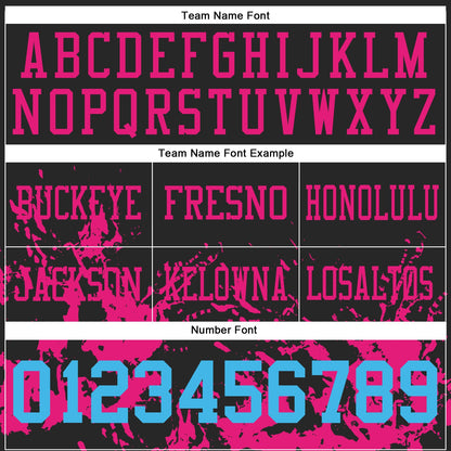 Custom Black Sky Blue-Hot Pink 3D Pattern Splash Authentic Football Jersey