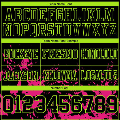 Custom Black Hot Pink-Neon Green 3D Pattern Splash Authentic Football Jersey