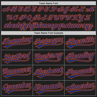 Custom Stitched Black Royal-Orange Baseball Pullover Sweatshirt Hoodie