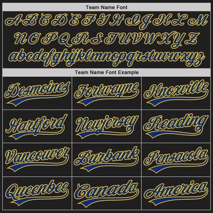 Custom Stitched Black Royal-Yellow Baseball Pullover Sweatshirt Hoodie