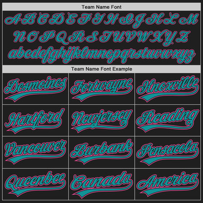 Custom Stitched Black Pink-Teal Baseball Pullover Sweatshirt Hoodie
