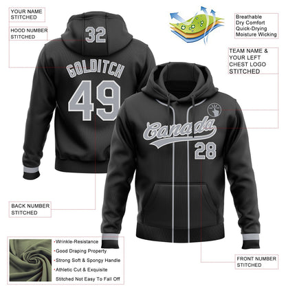 Custom Stitched Black Gray-White Baseball Pullover Sweatshirt Hoodie