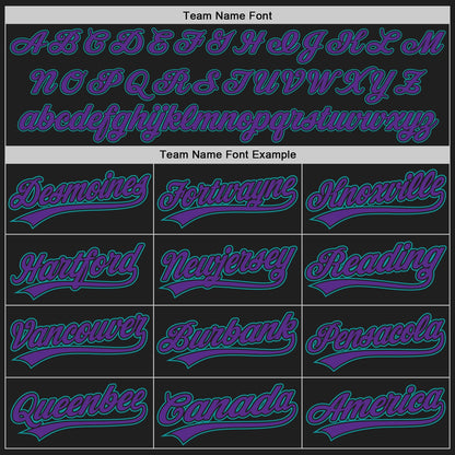 Custom Stitched Black Purple-Teal Baseball Pullover Sweatshirt Hoodie