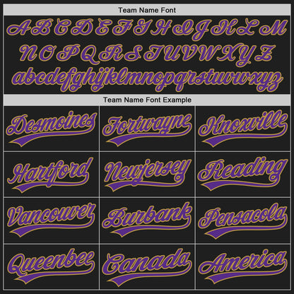 Custom Stitched Black Purple-Old Gold Baseball Pullover Sweatshirt Hoodie
