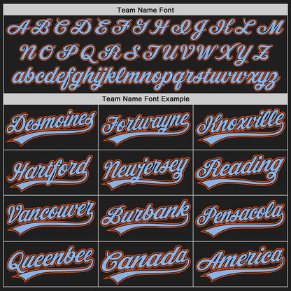 Custom Stitched Black Light Blue-Orange Baseball Pullover Sweatshirt Hoodie