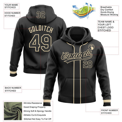 Custom Stitched Black Cream Baseball Pullover Sweatshirt Hoodie