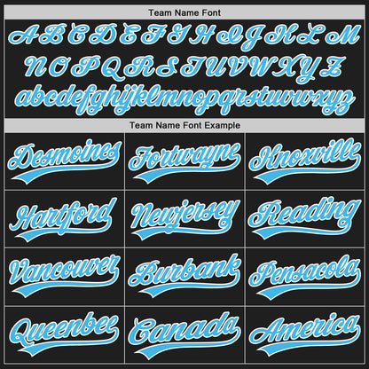 Custom Stitched Black Sky Blue-White Baseball Pullover Sweatshirt Hoodie