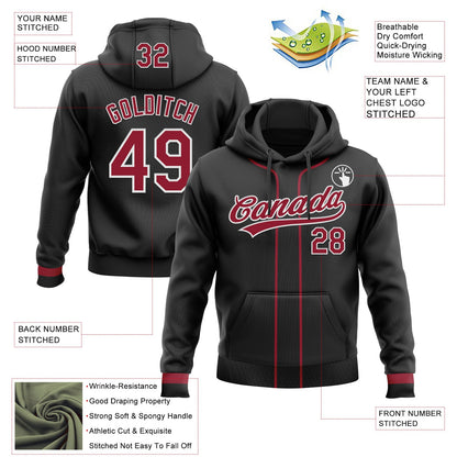Custom Stitched Black Cardinal-White Baseball Pullover Sweatshirt Hoodie