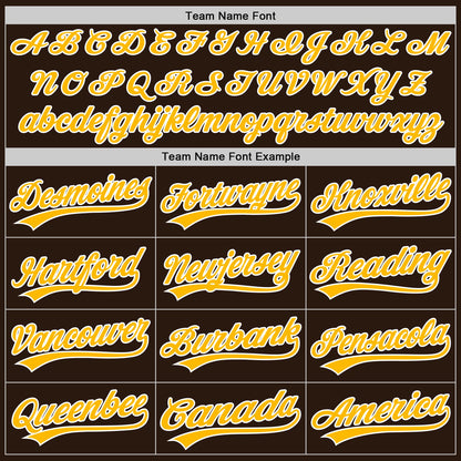 Custom Stitched Brown Gold-White Baseball Pullover Sweatshirt Hoodie