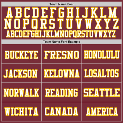 Custom Burgundy White-Gold Mesh Authentic Throwback Football Jersey