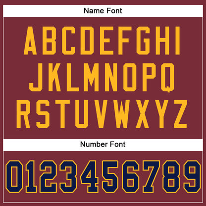 Custom Burgundy Navy-Gold Mesh Authentic Football Jersey