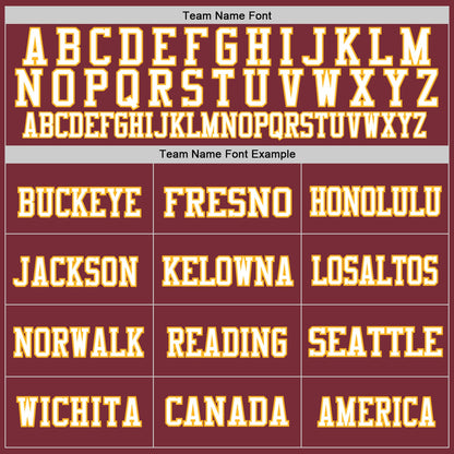 Custom Burgundy Gold-White Mesh Authentic Football Jersey