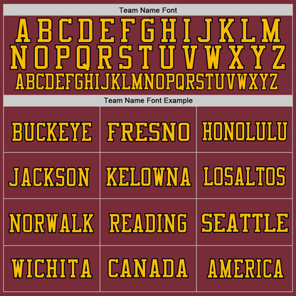 Custom Burgundy Black-Gold Mesh Authentic Throwback Football Jersey