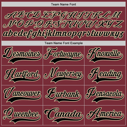 Custom Burgundy Black-Cream Hockey Lace Neck Jersey