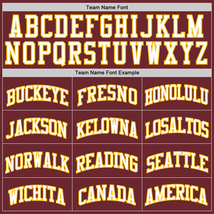 Custom Burgundy White-Gold Authentic Basketball Jersey