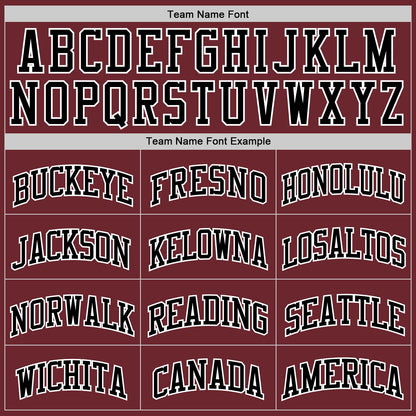 Custom Burgundy Black-White Authentic Basketball Jersey