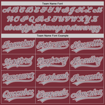 Custom Stitched Burgundy Gray-White Baseball Pullover Sweatshirt Hoodie