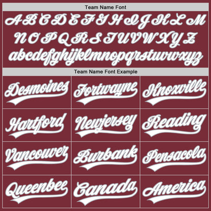Custom Stitched Burgundy White-Gray Baseball Pullover Sweatshirt Hoodie