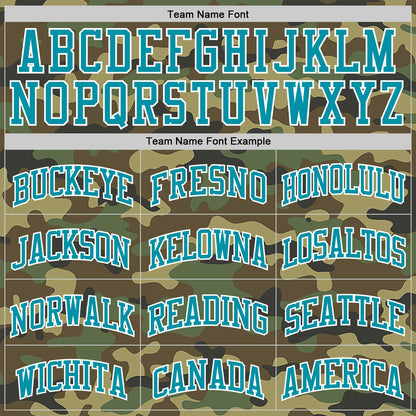 Custom Camo Teal-White Authentic Salute To Service Basketball Jersey