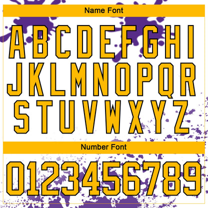 Custom Camo Gold Purple Black-White Splash Hockey Lace Neck Jersey