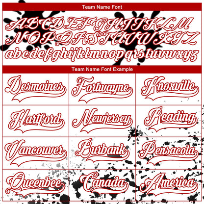 Custom Camo White Red-Black Splash Hockey Lace Neck Jersey