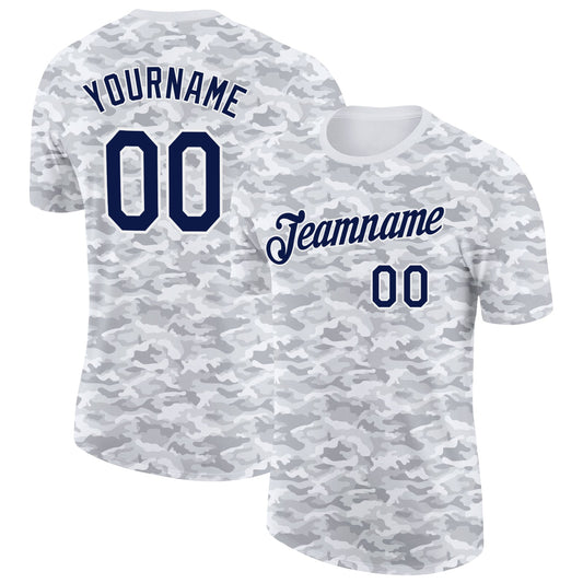 Custom Camo Navy-White Wave Digital Camouflage Pixel Salute To Service Performance T-Shirt