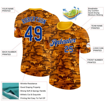 Custom Camo Royal-White Digital Camouflage Pixel Salute To Service Performance T-Shirt