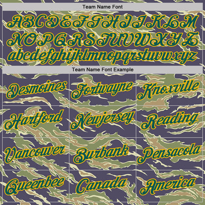 Custom Camo Midnight Green-Gold Tiger Stripe Camouflage Salute To Service Performance T-Shirt