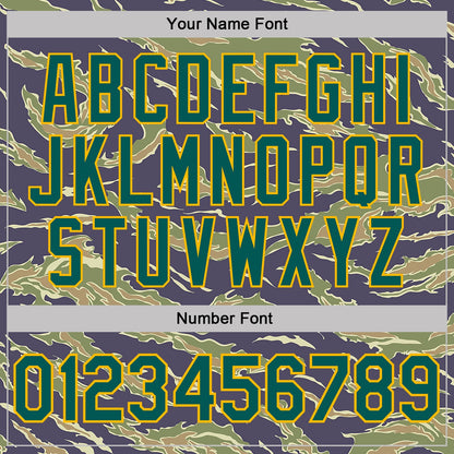 Custom Camo Midnight Green-Gold Tiger Stripe Camouflage Salute To Service Performance T-Shirt