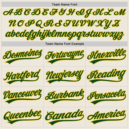 Custom Cream Green-Gold Authentic Baseball Jersey