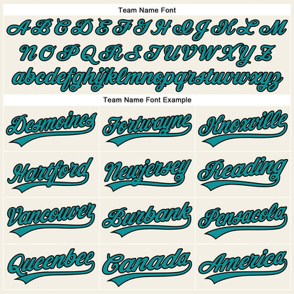 Custom Cream Teal Pinstripe Black Authentic Baseball Jersey