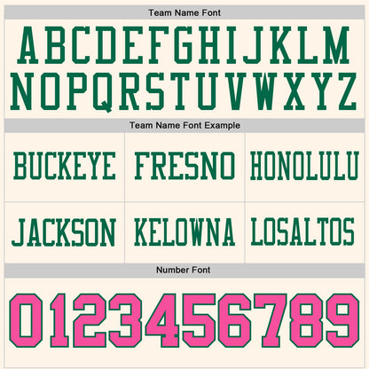 Custom Cream Pink-Kelly Green Authentic Football Jersey