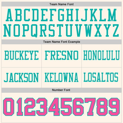 Custom Cream Pink-Aqua Authentic Football Jersey