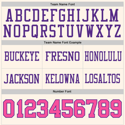 Custom Cream Pink-Purple Authentic Football Jersey