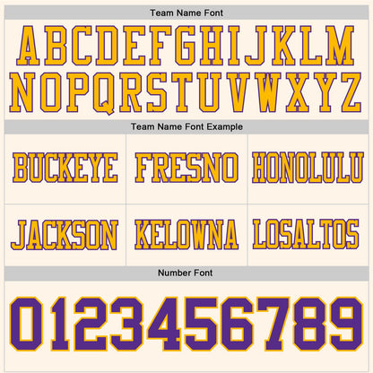 Custom Cream Purple-Gold Authentic Football Jersey