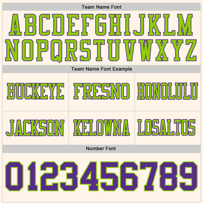 Custom Cream Purple-Neon Green Authentic Football Jersey