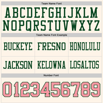 Custom Cream Medium Pink-Green Authentic Football Jersey