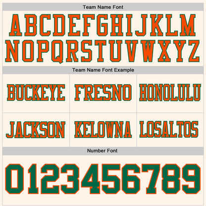 Custom Cream Kelly Green-Orange Authentic Football Jersey
