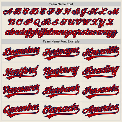 Custom Stitched Cream Red-Navy Baseball Pullover Sweatshirt Hoodie