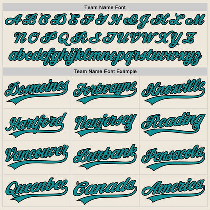 Custom Stitched Cream Teal-Black Baseball Pullover Sweatshirt Hoodie