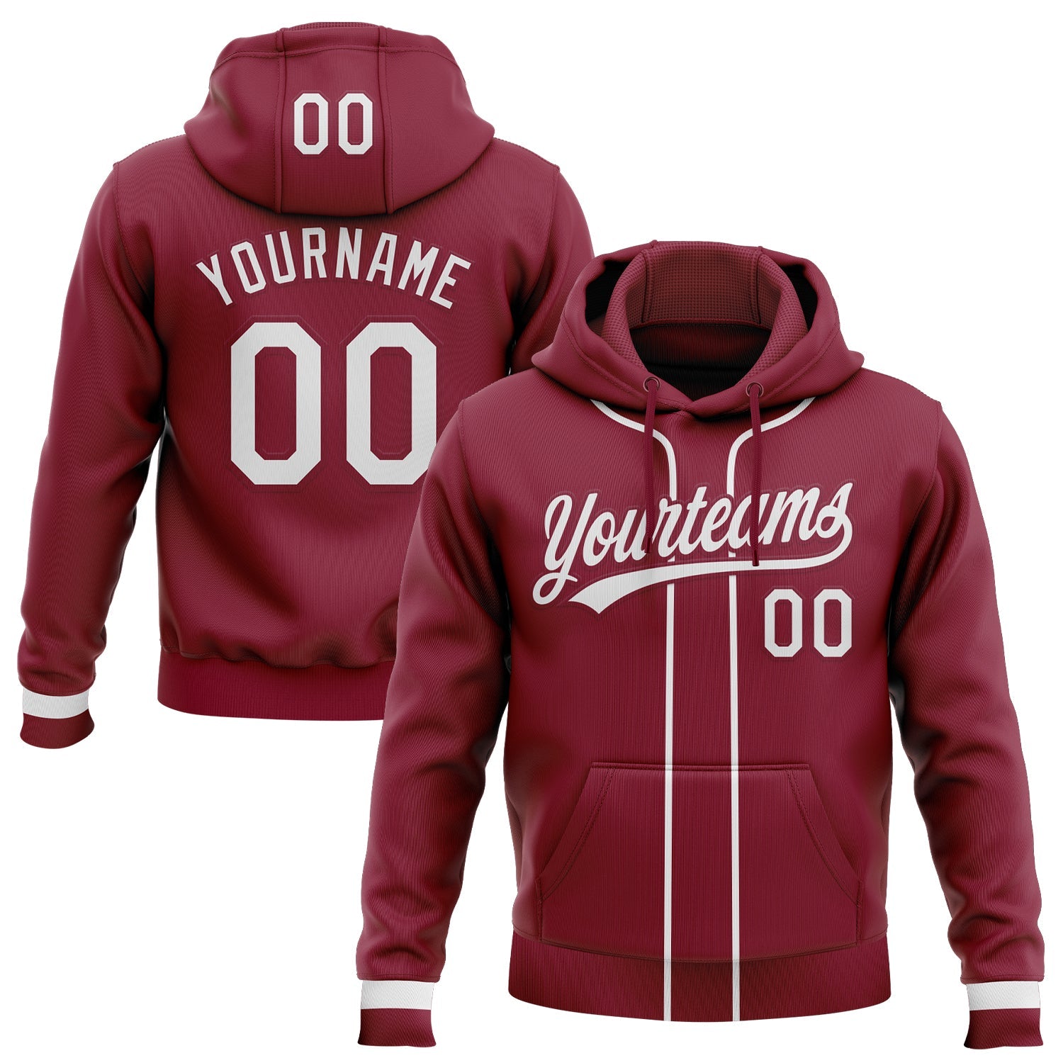 Custom Stitched Crimson White-Crimson Baseball Pullover Sweatshirt Hoodie
