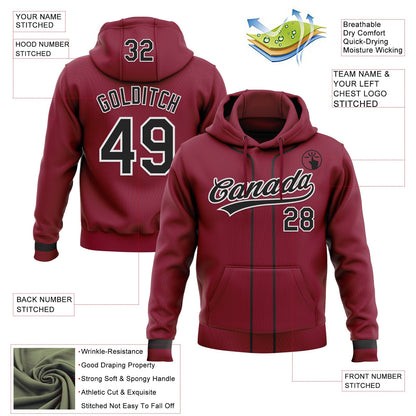 Custom Stitched Crimson Black-White Baseball Pullover Sweatshirt Hoodie