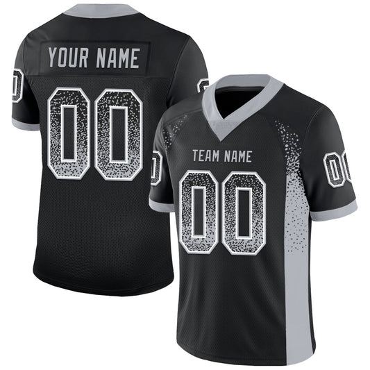 Custom Black Gray-White Drift Fashion Football Jersey