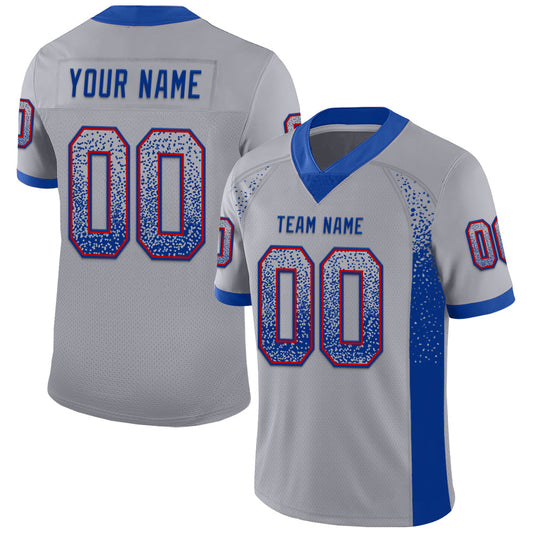 Custom Gray Royal-Red Drift Fashion Football Jersey