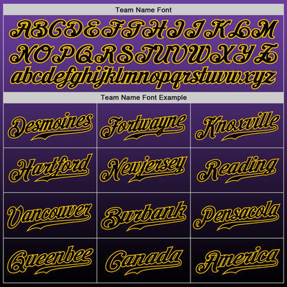 Custom Purple Black-Gold Authentic Fade Fashion Baseball Jersey